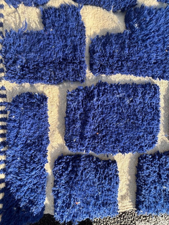 Image 1 of Alfombra bereber azul marroquí Mrirt de lana 200x300 cm – Alfombra bereber neutra tejida a mano