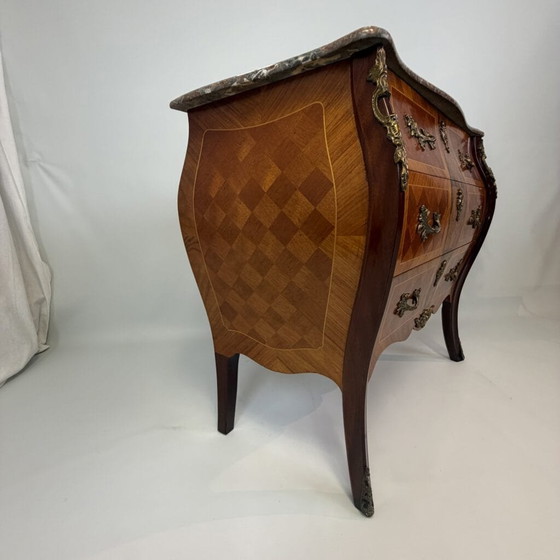 Bombé chest of drawers in the Louis XV style, Marble, Wood, Red (photo 13 of 22)