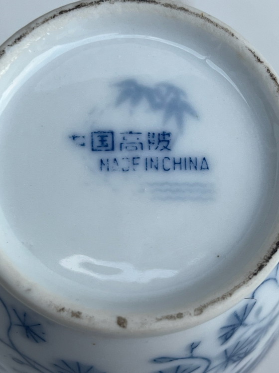 Vintage Blue White Koi Vase 16cm - Carp - Made in China - Mini Vase, Porcelain (photo 4 of 5)