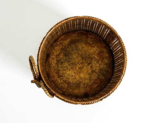 Image 1 of Cestino per la carta straccia in metallo dorato Regency italiano di metà secolo di Li Puma