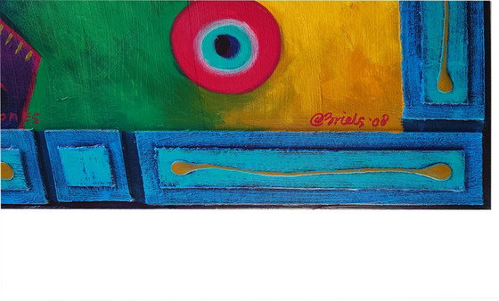 Image 1 of Origineel Schilderij Clemens Briels: "El Intercambio de Opiniones" (2008) - Gesigneerd & Certificaat!