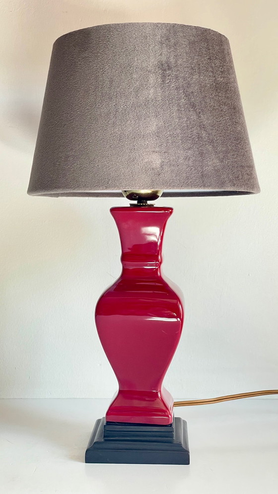 Image 1 of Lampe Chic Céramique Et Velours Vintage