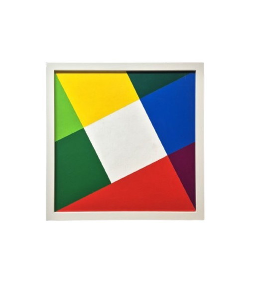 Frédéric Belser, Swiss, born in Geneva in 1929, oil on canvas, geometric abstraction, 40 x 40 cm