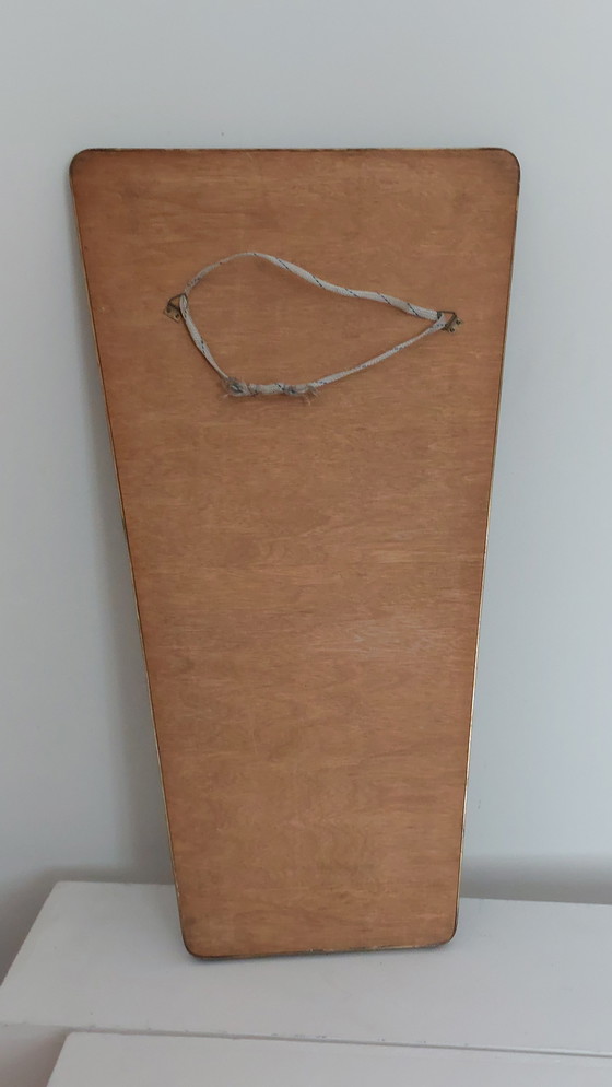 Image 1 of Vintage mid-century kidney mirror mosaic brass