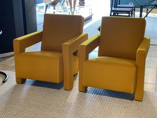 Cassina Armchair 637 Utrecht (New-Never Used) In Mustard Yellow Wool.