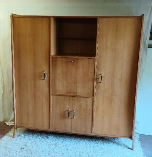 Armoire Pieds Compas En Bois - Ébéniste Français - Années 60