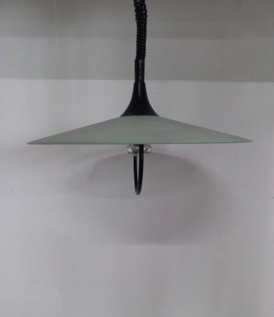 Image 1 of Lampada da soffitto unica con ciotola in vetro effetto marmo (anni '80/'90)