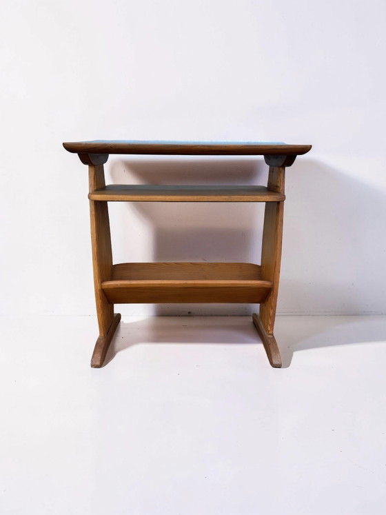 Image 1 of Vintage side table with teak top and magazine rack