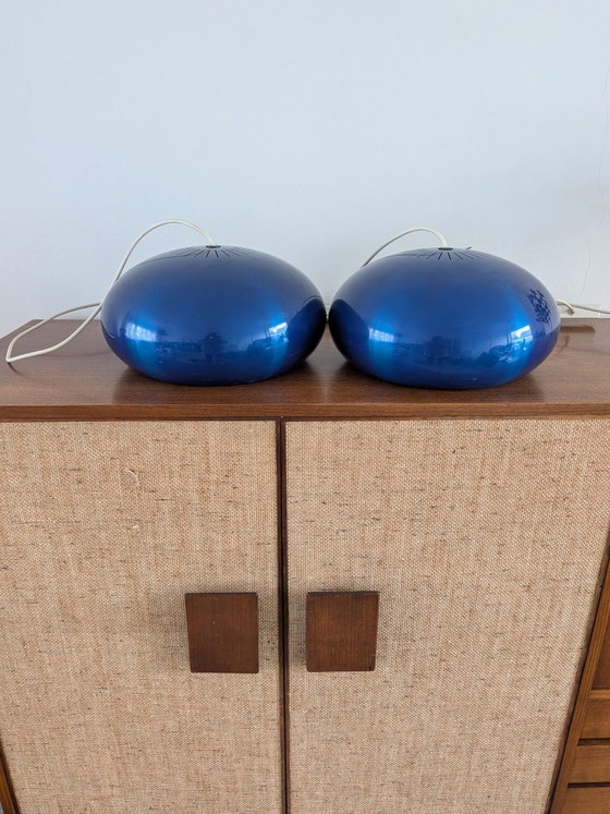 Jo Hammerborg Medio pendant lights for by Fog & Mørup in 1966, Pendant lamps, Aluminium, Blue (photo 11 of 13)