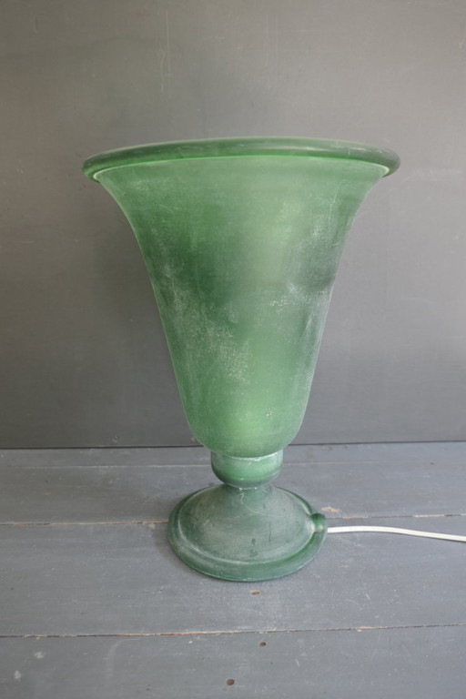 Lámpara vintage italiana Scavo de Murano de cristal verde