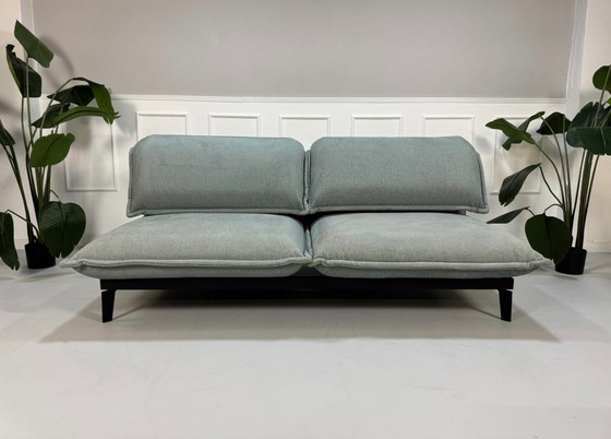 Image 1 of Rolf Benz Nova Designer Sofa Sleeping Function Fabric Green Blue Couch