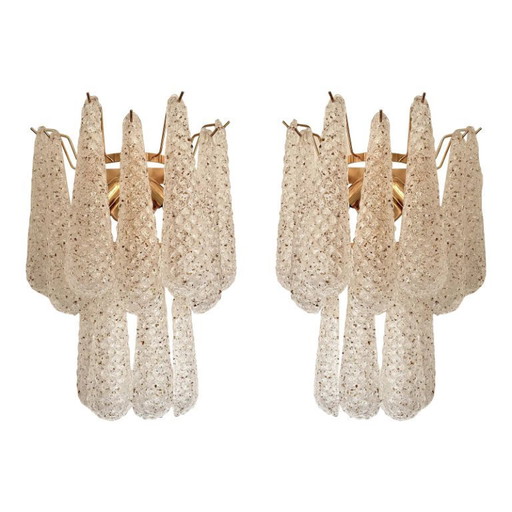 Set of 2 Modern “Conchiglie” Gold Murano Glass Wall Sconces