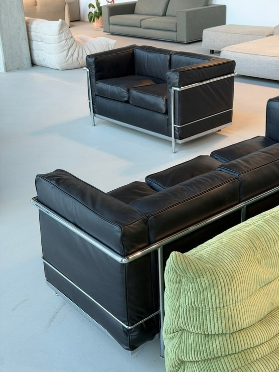 Image 1 of Cassina Le Corbusier LC-2 Set | Schwarzes Leder