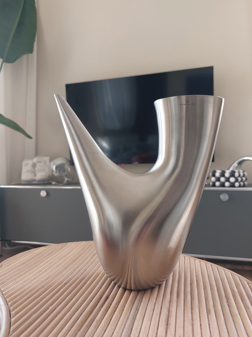 Vintage Auerhahn Bocina watering can vase, stainless steel, 1970s