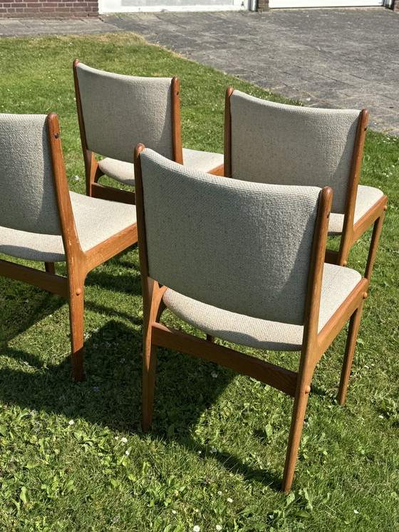 Image 1 of Set van 4 vintage Scandinavische eetkamerstoelen, Teak, Mid Century Modern,  ’70