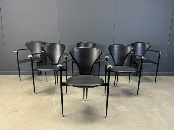 Image 1 of Poltrone vintage in pelle di Arrben Italia, anni '80 - set di 6