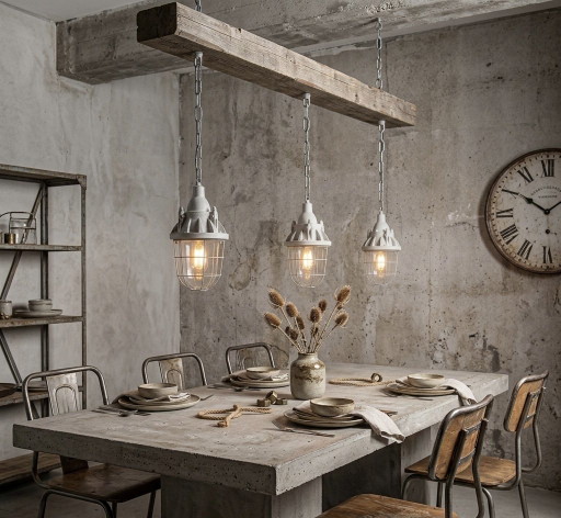 Lámpara industrial de cabina Qazqa con aspecto de hormigón. – hanglampen, Glass, Metal