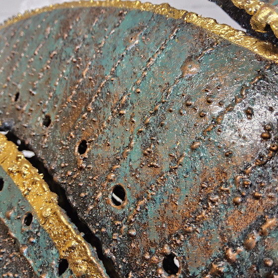 Image 1 of Unique large metal Thai art sculpture floor lamp with gold leaf accents / Chiang Mai / Chiang Rai Region