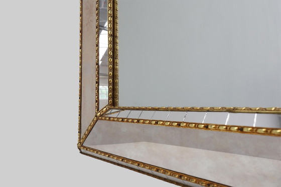 Image 1 of Large 20th Century Venetian Trapezium Mosaic Mirror with Brass Garlands