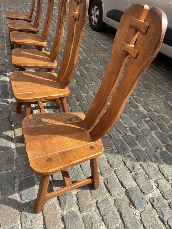 Set in rovere in stile brutalista di De Puydt, Belgio – Set da pranzo, Wood (photo 4 of 9)