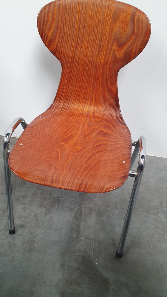 Image 1 of 6x Eromes Pagholz Industrieller stapelbarer Design-Stuhl