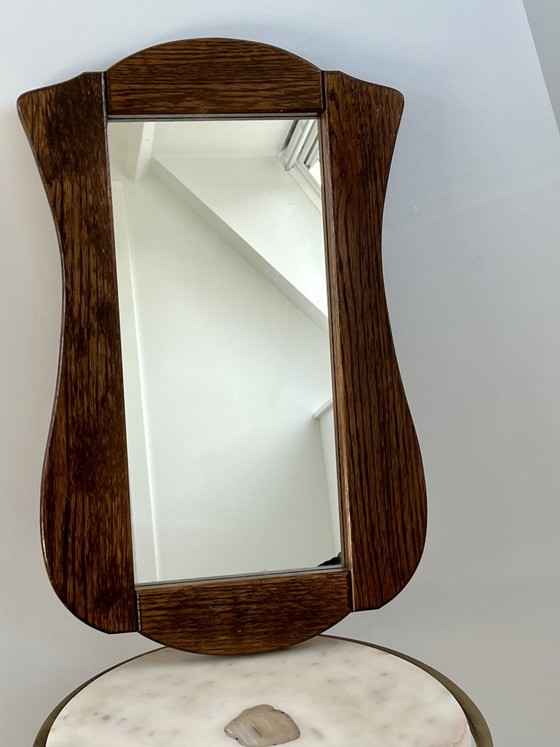 Miroir vintage en bois de chêne style Art Déco – Verre (photo 6 of 6)