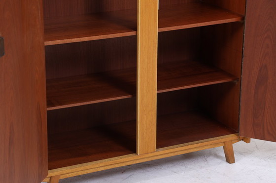 Image 1 of Armoire à linge vintage de Wilhelm Höltkemeyer années 60 | Mid Century Armoire à compartiments en bois Rangement rétro #05-88