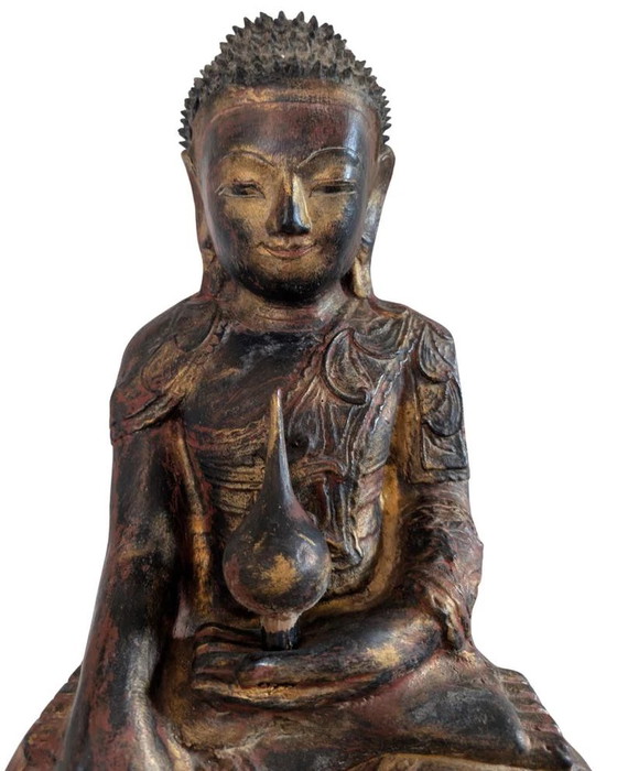 Pair of Antique Burmese Papier-Mâché Buddha Statues – Konbaung – c. 1750–1825 – Sculpture (photo 7 of 10)
