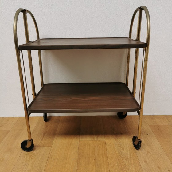 Image 1 of Carrello bar vintage pieghevole, carrello porta bevande, carrello portavivande