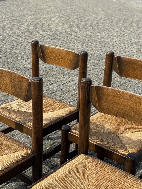 4x Vico Magistretti Eettafel Set – Eetkamerstoelen, Wood, Wicker (photo 8 of 14)