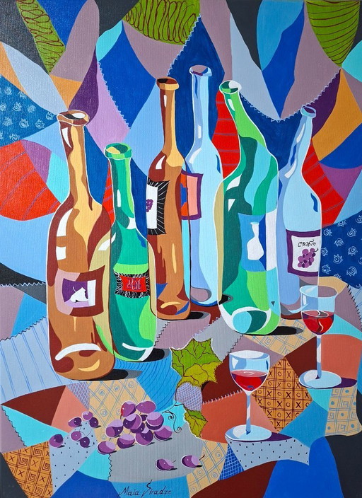 Colorful bottles - Maia Siradze cubism