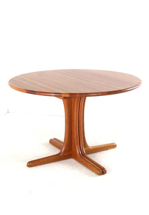 Tavolo da pranzo danese rotondo allungabile 2x, stile vintage – eettafels, Wood