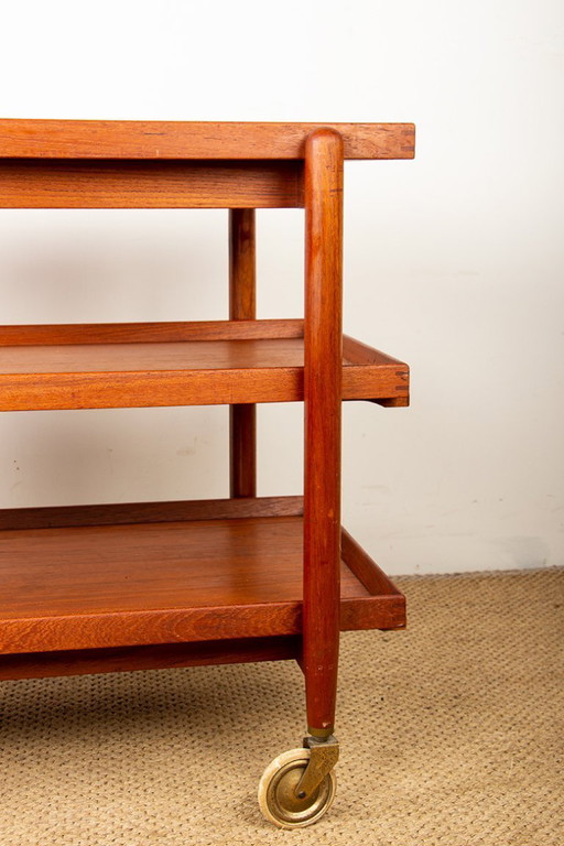 Danish 3-level rolling table in teak, model PH 23/3 by Poul Hundevad 1957.