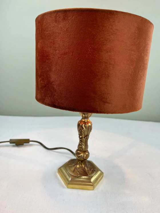 Messing- und Samtlampe – Tischlampen, Velvet, Brass (photo 5 of 12)