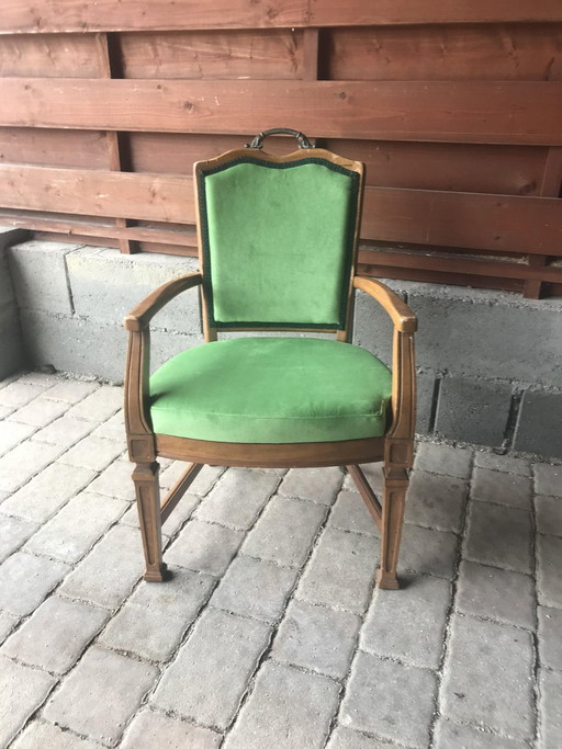 Sillón antiguo francés verde