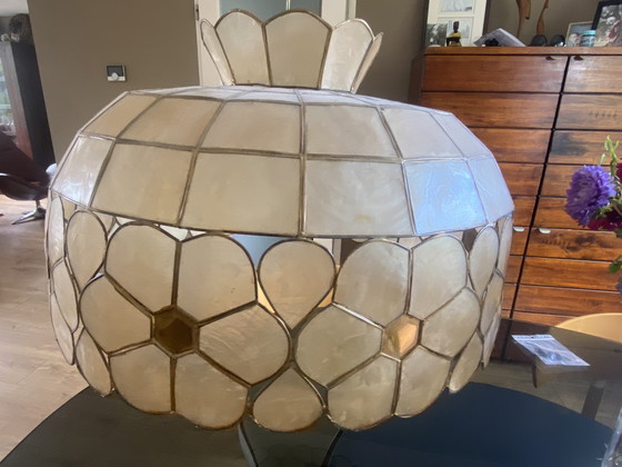 Image 1 of Lampe vintage capiz shell lampe pendante perle