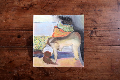 Paire de dessins figuratifs vintage au fusain et au pastel des années 1970, études de nus – 2C50