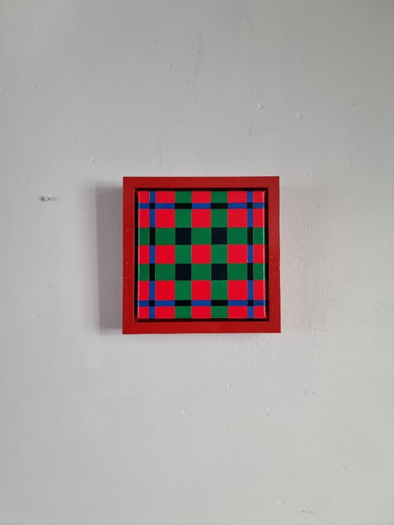 Image 1 of Frances Eckhardt - 24x24 cm handmade graphic artwork check tartan design modern no. 2