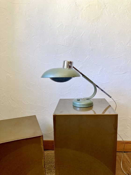 Image 1 of Solère telescopic lamp, hammered paint & blue diffuser, 1950s