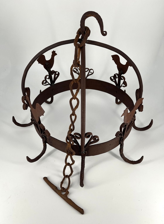 Image 1 of Spekkrans / kruidenhanger / kruidenkroon van smeedijzer - landhuisstijl