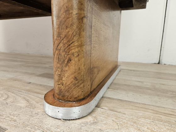 Image 1 of Art Deco dressoir van walnoot en wortelhout met aluminium onderstel, 1940