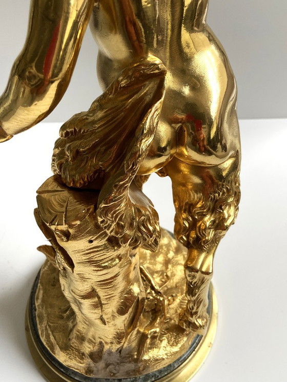 Image 1 of Atypische Skulptur Junger Satyr Fackelträger Bronze vergoldet nach Clodion Statue Kunst