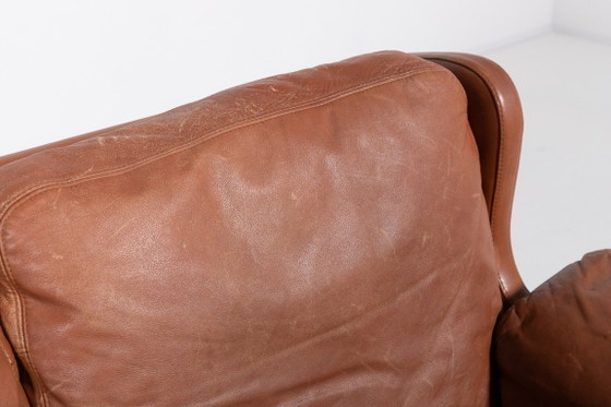 Image 1 of 1970’s Danish Modern cognac leather Wing sofa