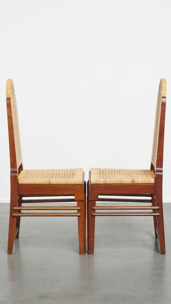 2 sedie da pranzo in stile Art Déco con struttura in legno e sedile in tessuto sfoderabile. – Wood (photo 3 of 13)