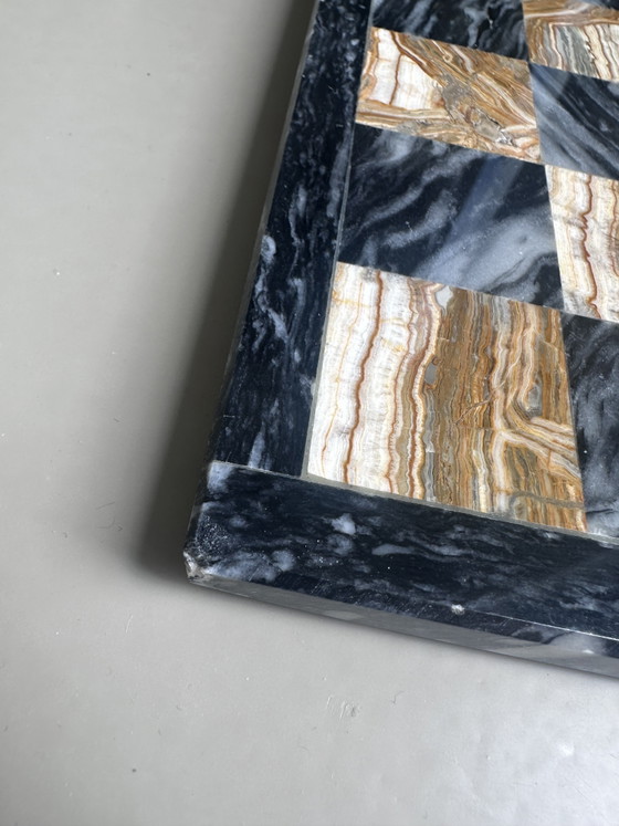 Image 1 of Vintage marble onyx solid natural stone chessboard