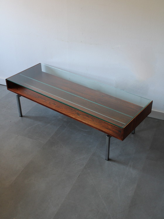 Image 1 of Vintage coffee table in rosewood and with glass by Topform