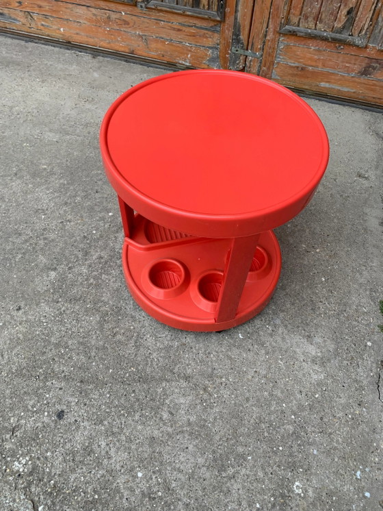 Mid-Century Italian Bar Cart in Red Plastic, 1970s – Glass, Mid Century Modern (photo 3 of 4)