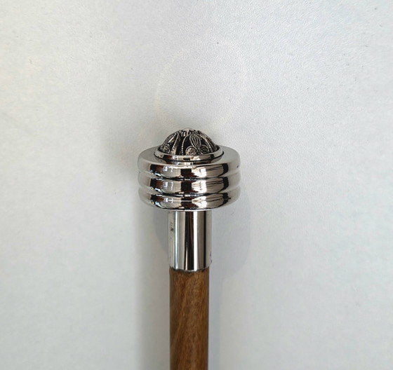 Luxury Wooden Walking Stick with Silver-Tone Carved Handle - Brand New – Decorative Objects, Metal (photo 3 of 10)