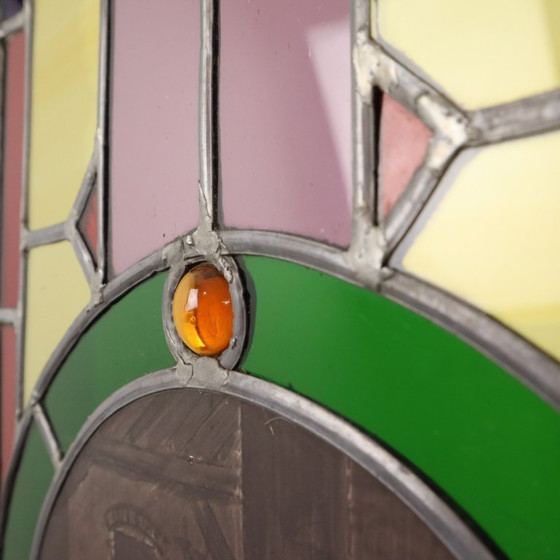 Groot Kleurrijk Glasraam Glas in Lood Medaillon – Decoratieve objecten (photo 10 of 20)