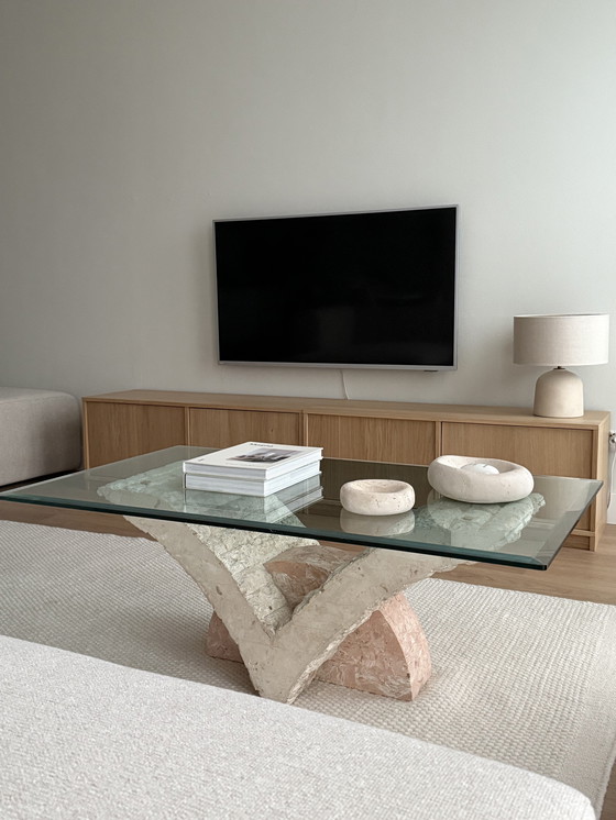 Image 1 of Vintage travertine Mactan Stone coffee table